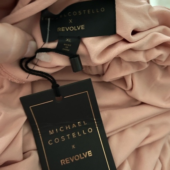 NWT MICHAEL COSTELLO x Revolve Davie Ruched Cutout Midi Dress Blush Pink XL - Picture 7 of 7